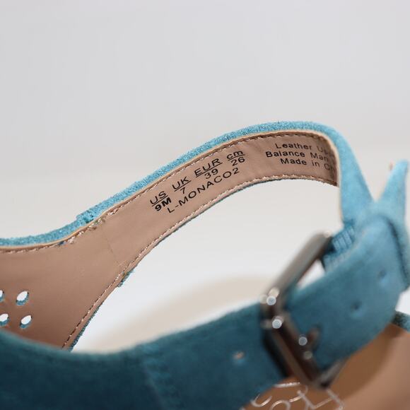 Franco Sarto Monaco Teal Suede Cutout Sandals Size 9M - Picture 6 of 6